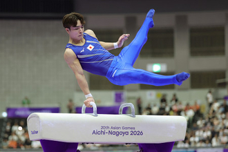 体操個人総合の岡のあん馬　アジア大会