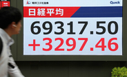 東京株、初の６万９０００円台＝米イラン合意、史上２番目の上げ幅