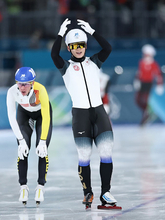 滑走を終えた佐々木　五輪