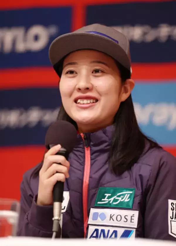 会見する丸山　Ｗ杯ジャンプ女子