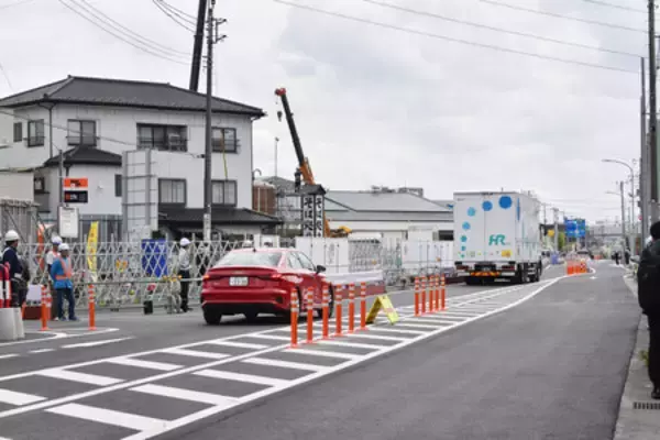 陥没の県道、一部復旧＝１年３カ月ぶり―埼玉