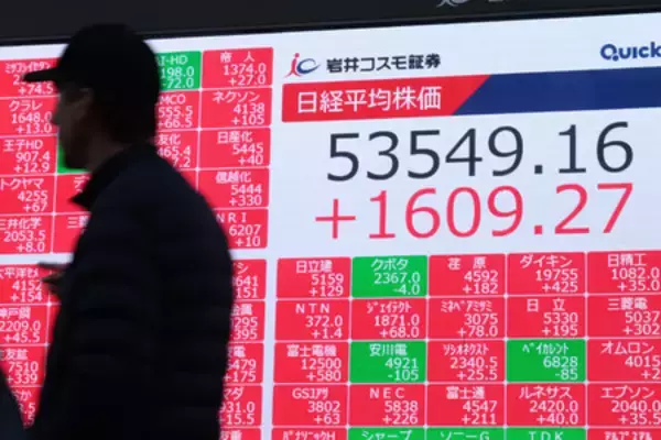 東京株、最高値５万３５４９円＝「高市トレード」再燃―長期金利上昇、円下落