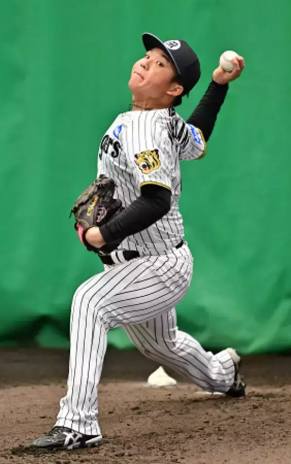 投球練習する村上　プロ野球