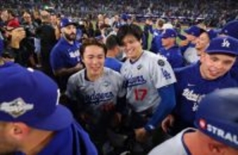 笑顔の大谷と山本　大リーグ