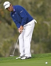 松山のパット　米男子ゴルフ