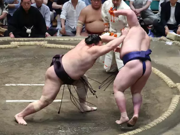 朝乃山の押し出し