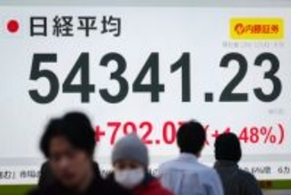 東京株、初の５万４０００円台＝「高市トレード」で、債券・円は売り