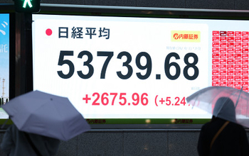 東京株、２６７５円高