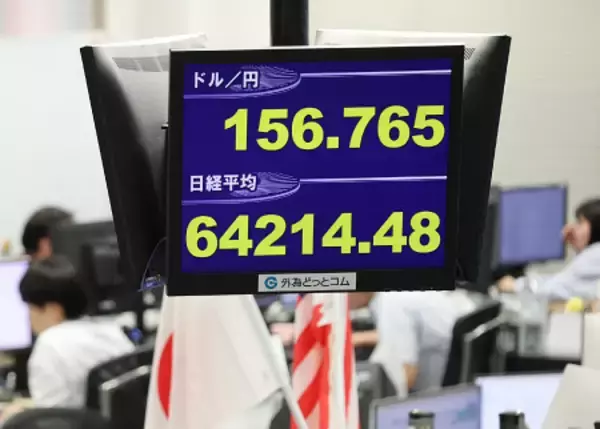 円大幅高、一時１５６円台前半