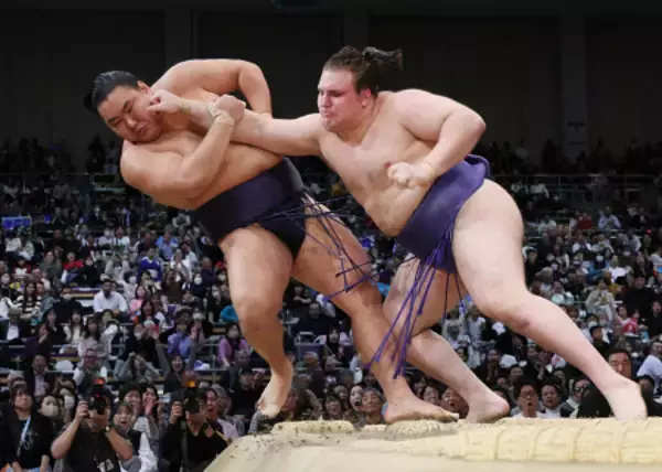 安青錦の押し出し