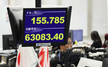円急騰、一時１５５円台前半