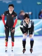 滑走を終えた倉坪　五輪