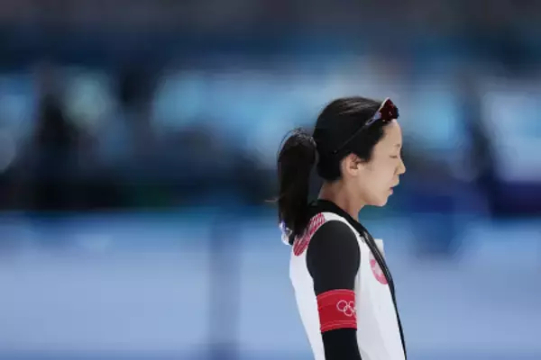 滑走を終えた高木　五輪