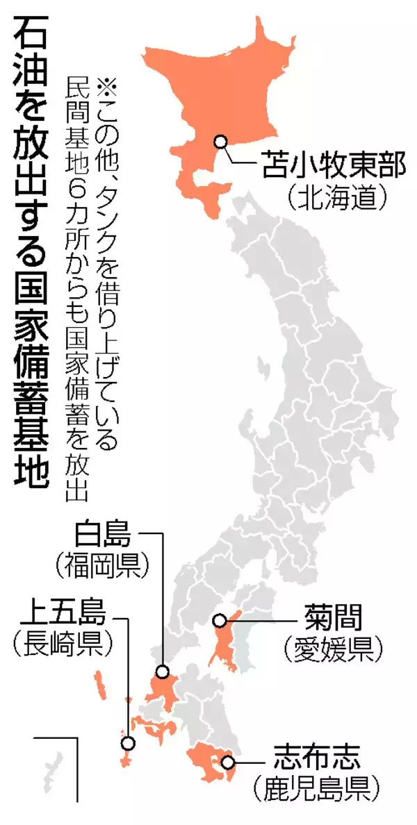 石油の国家備蓄放出開始＝安定供給確保へ３０日分―政府