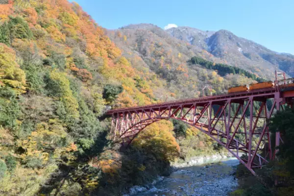 黒部峡谷で紅葉が見頃