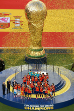 歓喜するスペイン代表　Ｗ杯サッカー