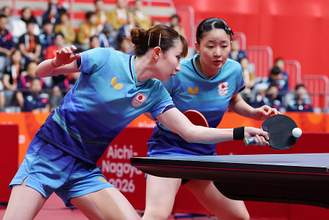 決勝戦の張本美、早田組　アジア大会