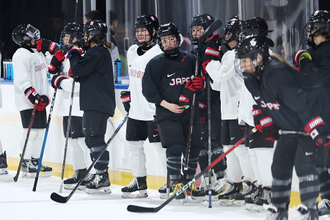 練習に臨む日本選手　アイスホッケー