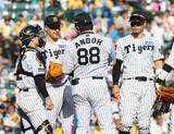 「マウンドに集まる大竹ら　プロ野球」の画像1