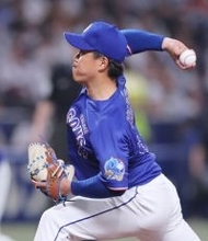 中日先発の柳　野球