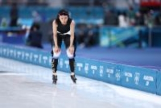 滑走を終えた高木　五輪