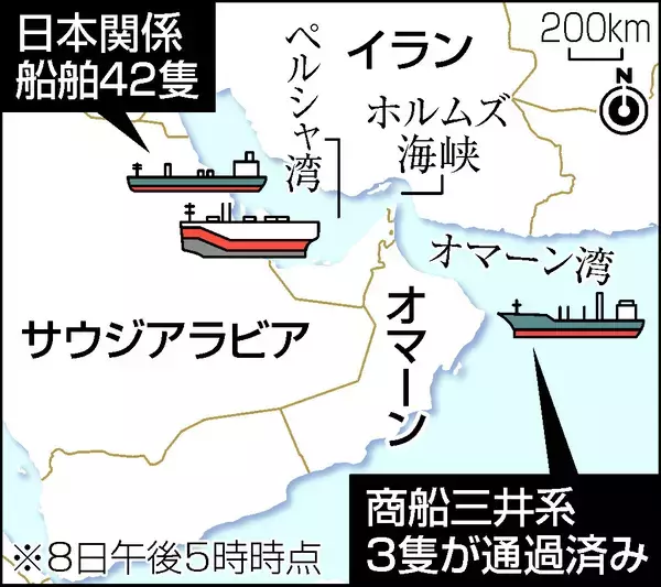日本関係船、残り４２隻の動向焦点＝ホルムズ通過、なお不透明―米イラン停戦合意で