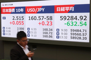 中東情勢混迷でトリプル安＝円１６０円台後半、株も下落―原油急騰、長期金利２．５３５％・東京市場