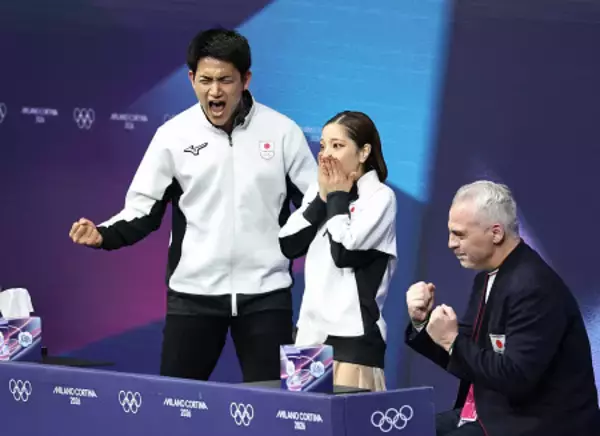 喜ぶ三浦、木原組　五輪