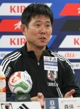 記者会見する森保監督　サッカー