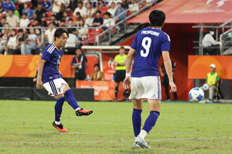 小杉、強烈なシュート＝アジア大会・サッカー