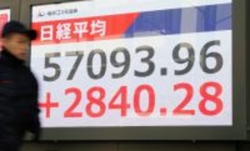 ５万７０００円超の日経平均株価