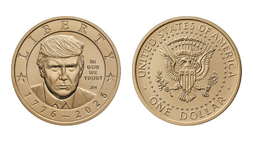 トランプ氏肖像の１ドル硬貨