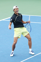 喜ぶ坂本　全米テニス