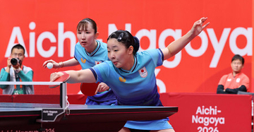 準決勝の張本美、早田組　アジア大会