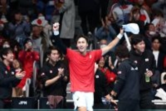 喜ぶ綿貫　デ杯テニス