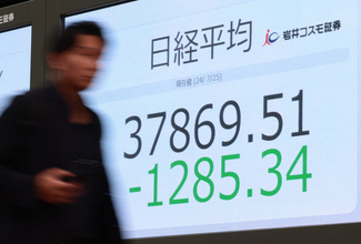 東京株、３万８０００円割れ＝今年最大の下げ、７営業日続落