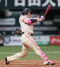 栗原の勝ち越し本塁打　プロ野球