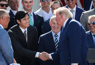 大谷翔平、山本由伸を称賛＝ドジャースがホワイトハウス訪問―トランプ米大統領