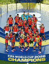 歓喜するスペイン代表　Ｗ杯サッカー