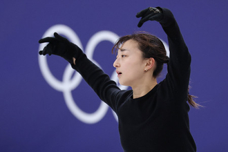 練習する坂本　五輪