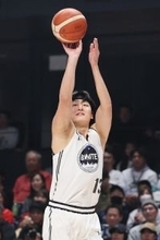 ３点シュートを決める田中