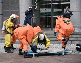 東京都市大で化学災害の消防演習