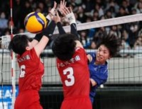 金蘭会、焦らず連続得点＝高校バレー