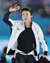 滑走を終えた高木　五輪