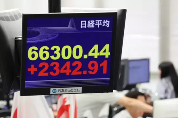 東京株、６万６０００円台回復＝２３４２円高、中東不安和らぐ