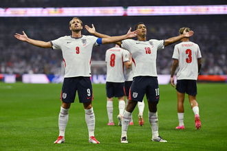 先制を喜ぶベリンガム　Ｗ杯サッカー