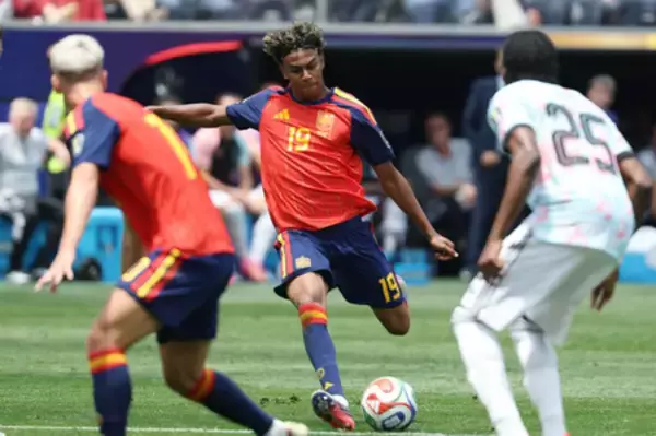 ヤマル、先制点の起点に＝Ｗ杯サッカー・スペイン