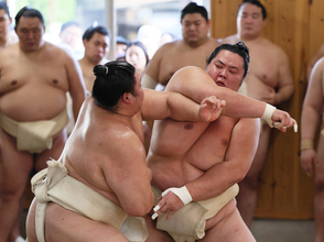 汗を流す琴桜　大相撲