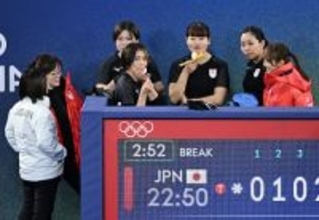 軽食を取る日本チーム　五輪