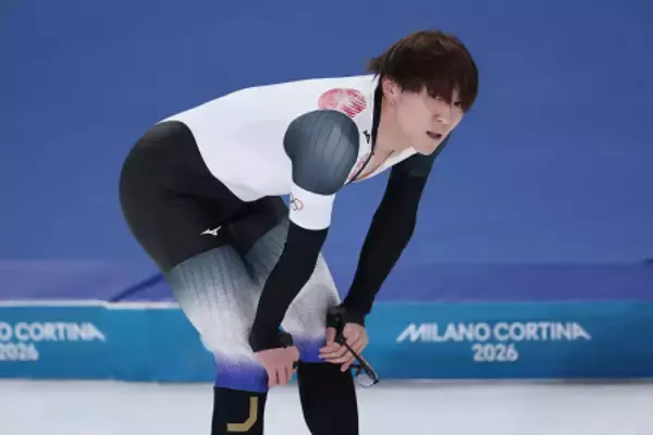 滑走を終えた野々村　五輪